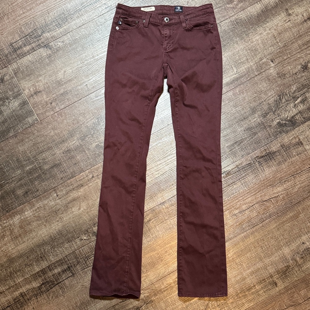 AG Adriano Goldschmied Women's Dark Red Straight Leg Jeans